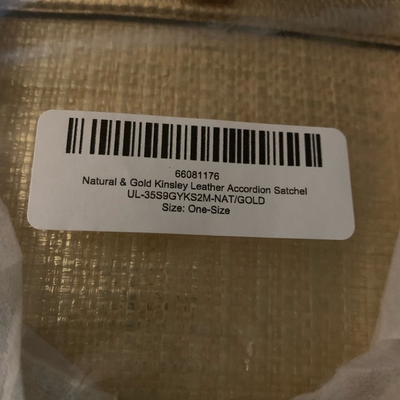 SALE Michael Michael Kors Natural & Gold Kinsley Leather Accordion Satchel NWT - Picture 7 of 8